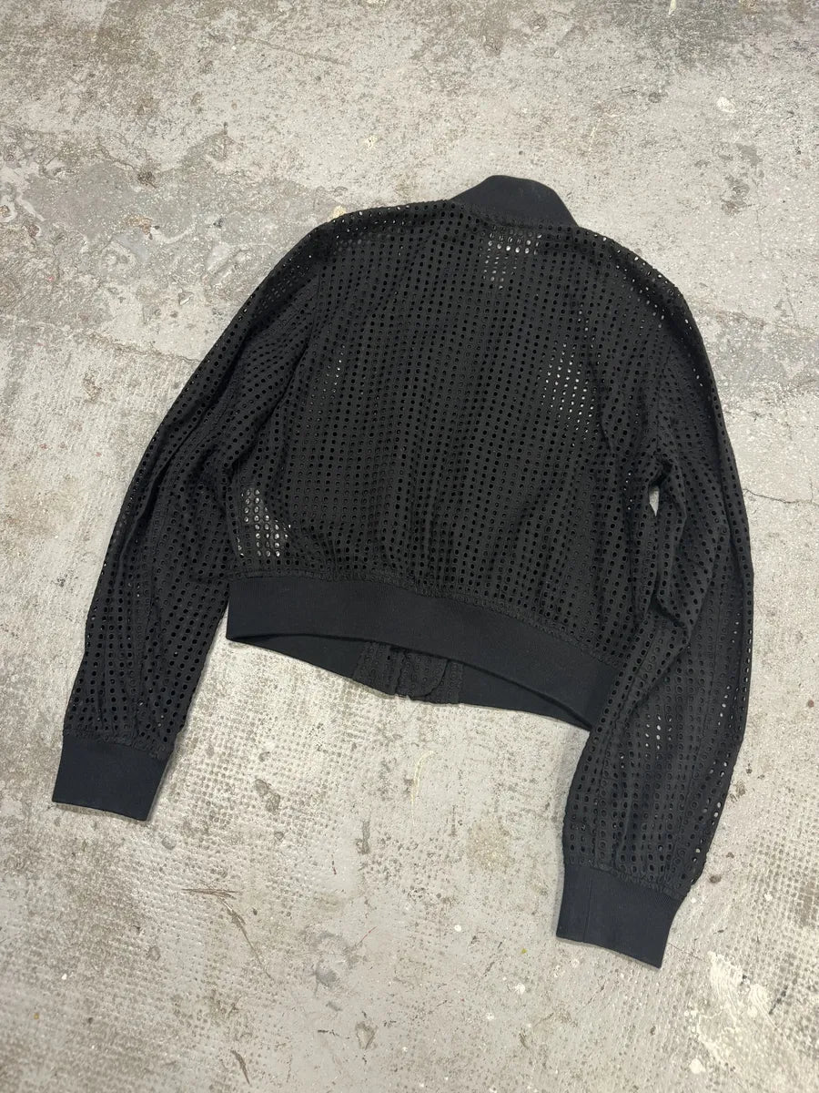 Moschino Black Perfored Light Black Bomber Jacket MQbyUlS 8