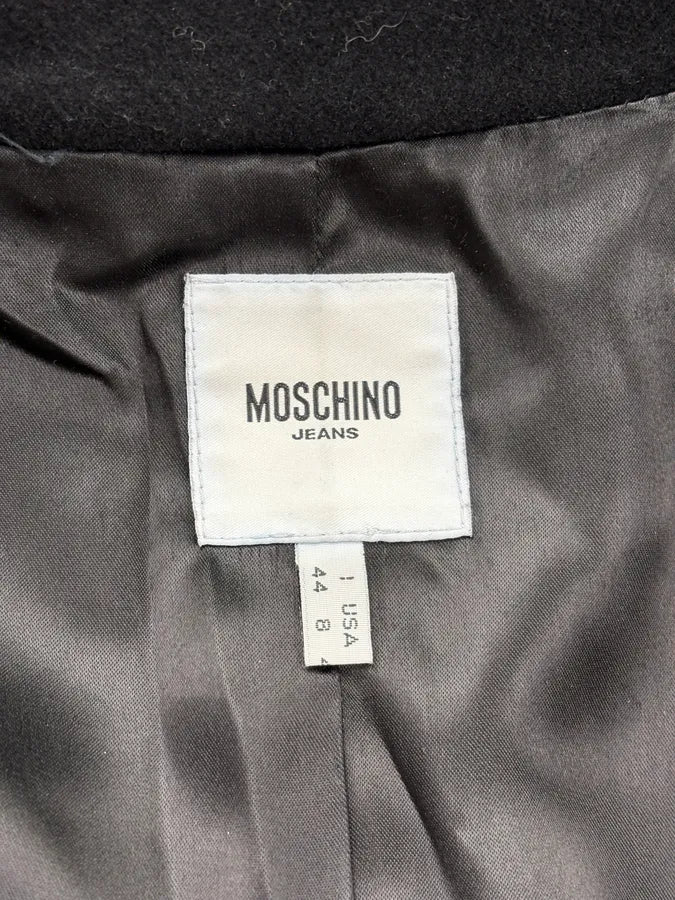 Moschino Black Wool Ruffle Collar Long Coat vfizZcQ 10