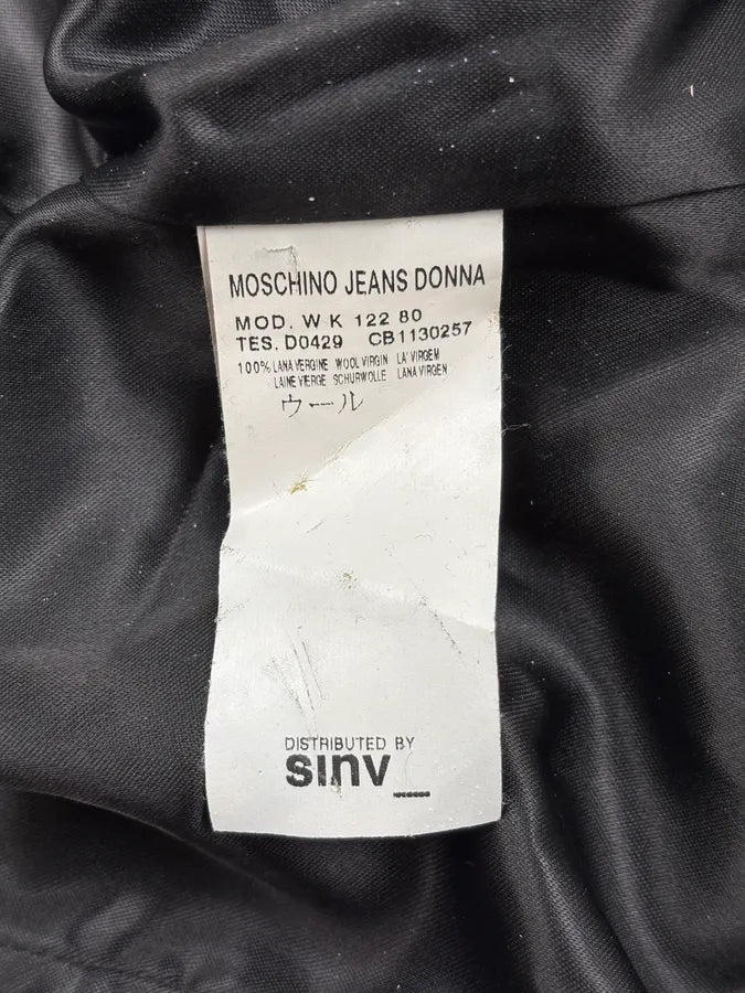 Moschino Black Wool Ruffle Collar Long Coat vfizZcQ 11
