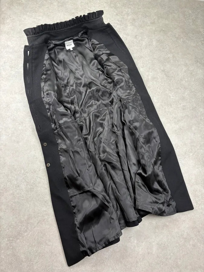 Moschino Black Wool Ruffle Collar Long Coat vfizZcQ 6