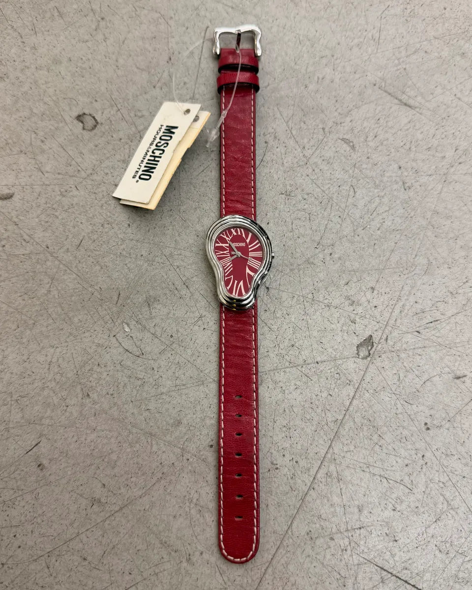 Moschino Bordeaux Leather Time For Art Dali Watch TmppZNm 0