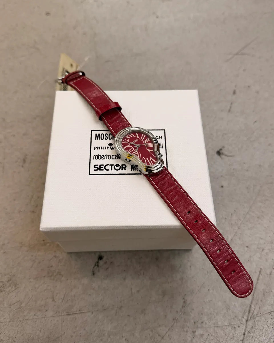 Moschino Bordeaux Leather Time For Art Dali Watch TmppZNm 1