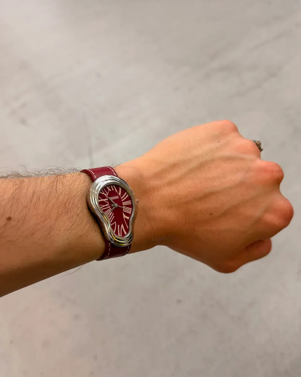 Moschino Bordeaux Leather Time For Art Dali Watch TmppZNm 2
