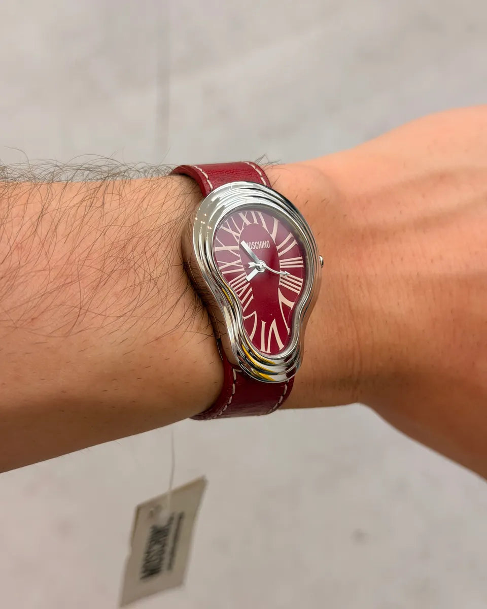 Moschino Bordeaux Leather Time For Art Dali Watch TmppZNm 4