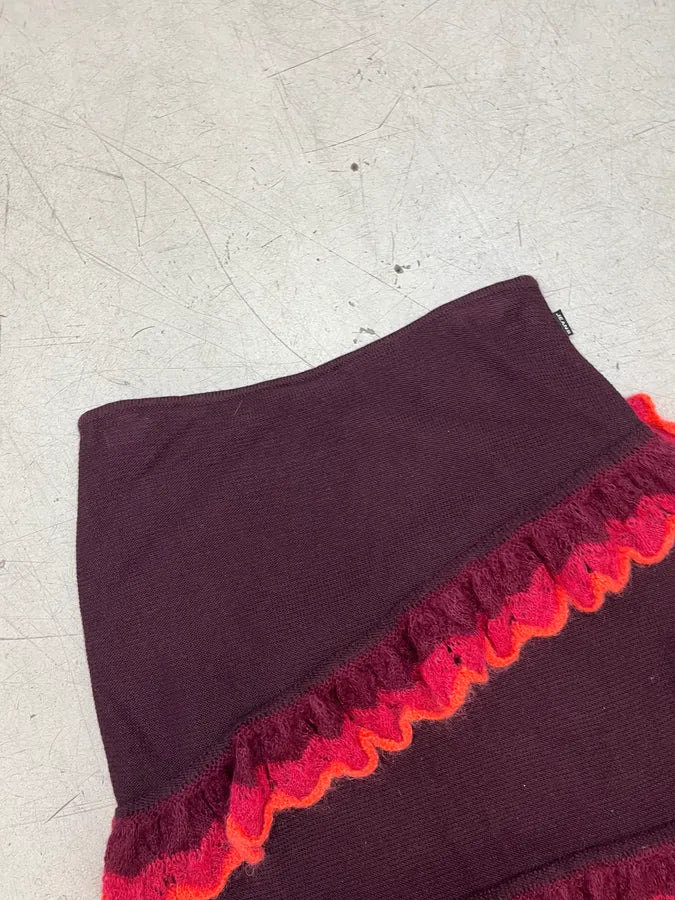 Moschino Bordeaux Wool Ruffled Cardigan & Skirt Set pqweTjj 14