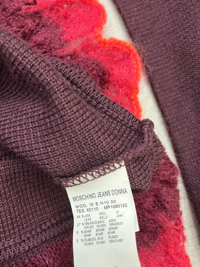 Moschino Bordeaux Wool Ruffled Cardigan & Skirt Set pqweTjj 12