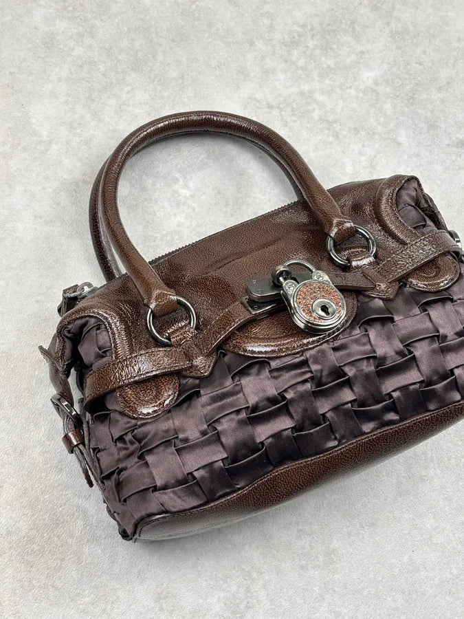 Moschino Brown Leather Node Handle Bag FkKmQCY 4