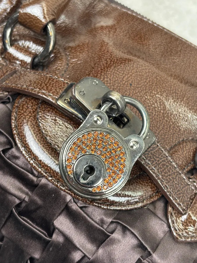 Moschino Brown Leather Node Handle Bag FkKmQCY 9