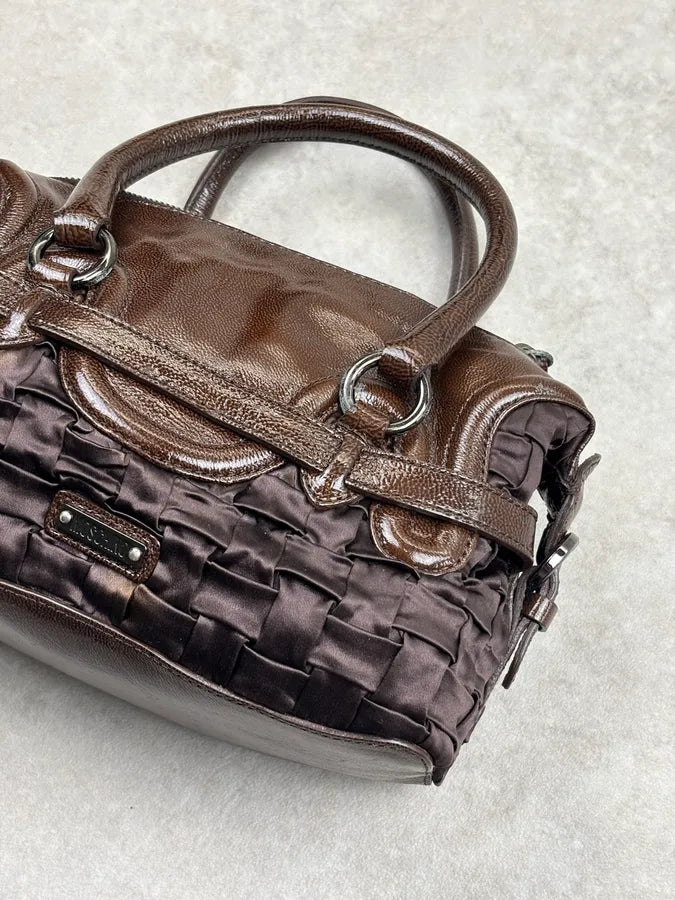 Moschino Brown Leather Node Handle Bag FkKmQCY 7
