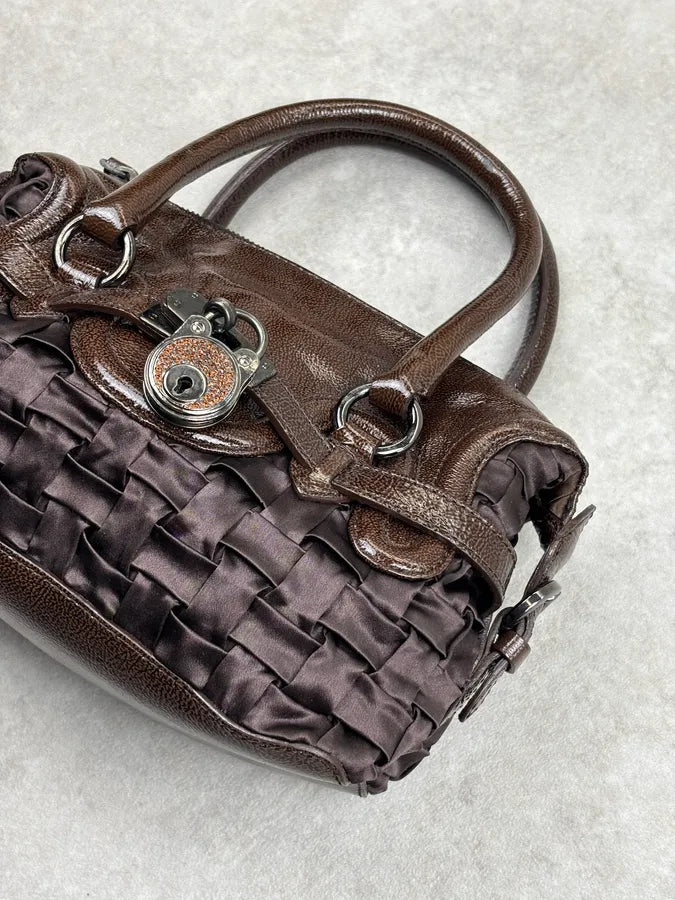Moschino Brown Leather Node Handle Bag FkKmQCY 5