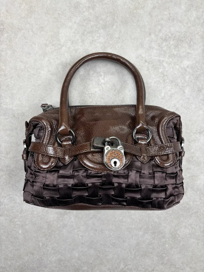 Moschino Brown Leather Node Handle Bag FkKmQCY 0