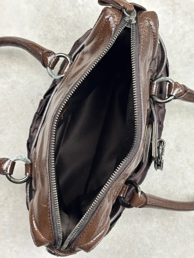 Moschino Brown Leather Node Handle Bag FkKmQCY 12