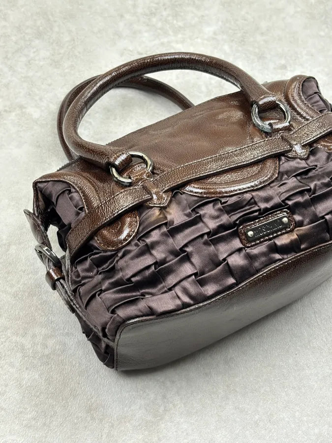 Moschino Brown Leather Node Handle Bag FkKmQCY 8