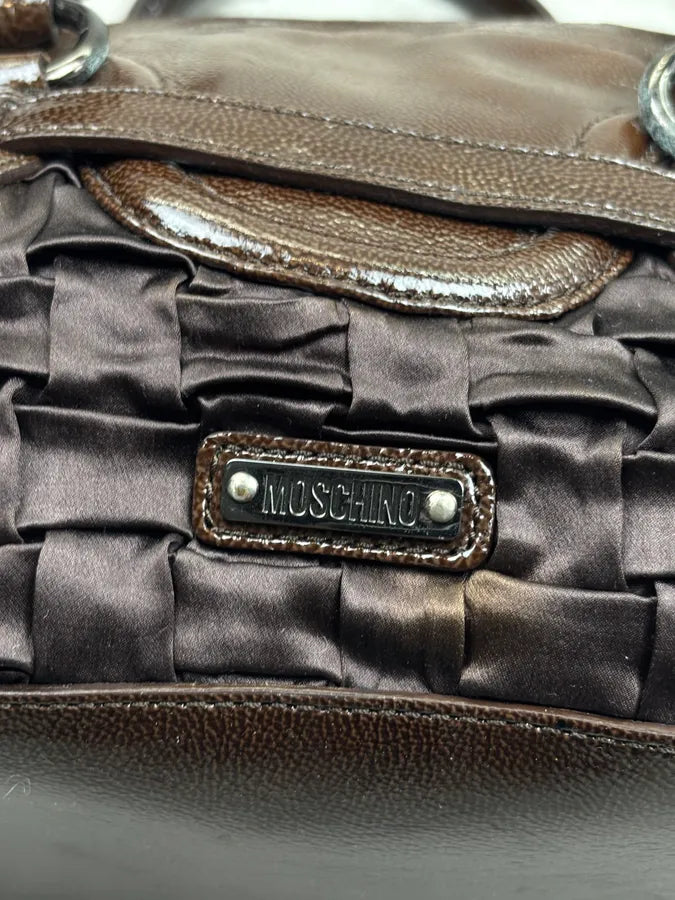 Moschino Brown Leather Node Handle Bag FkKmQCY 10
