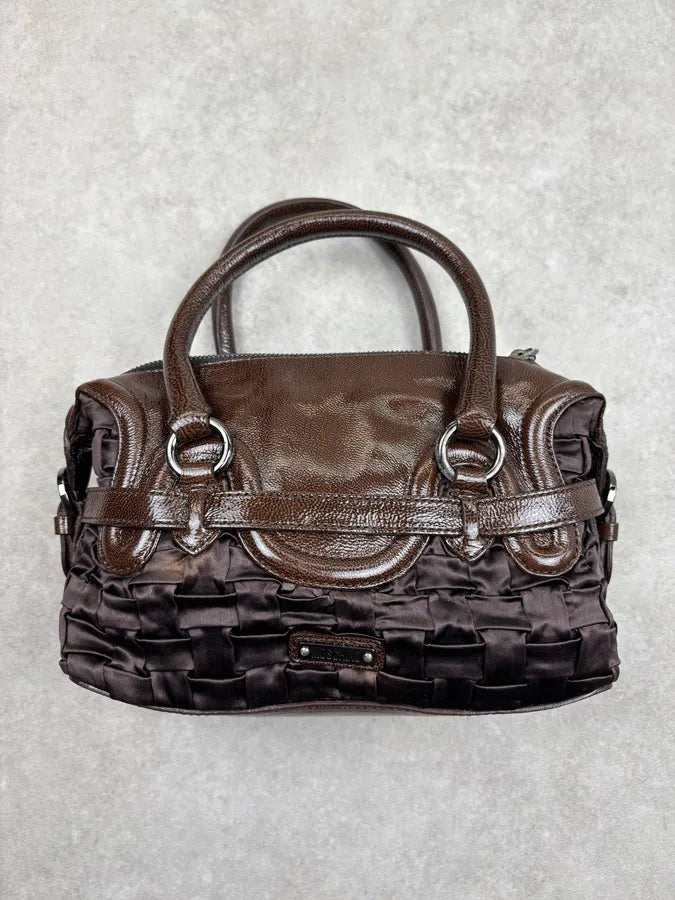 Moschino Brown Leather Node Handle Bag FkKmQCY 6
