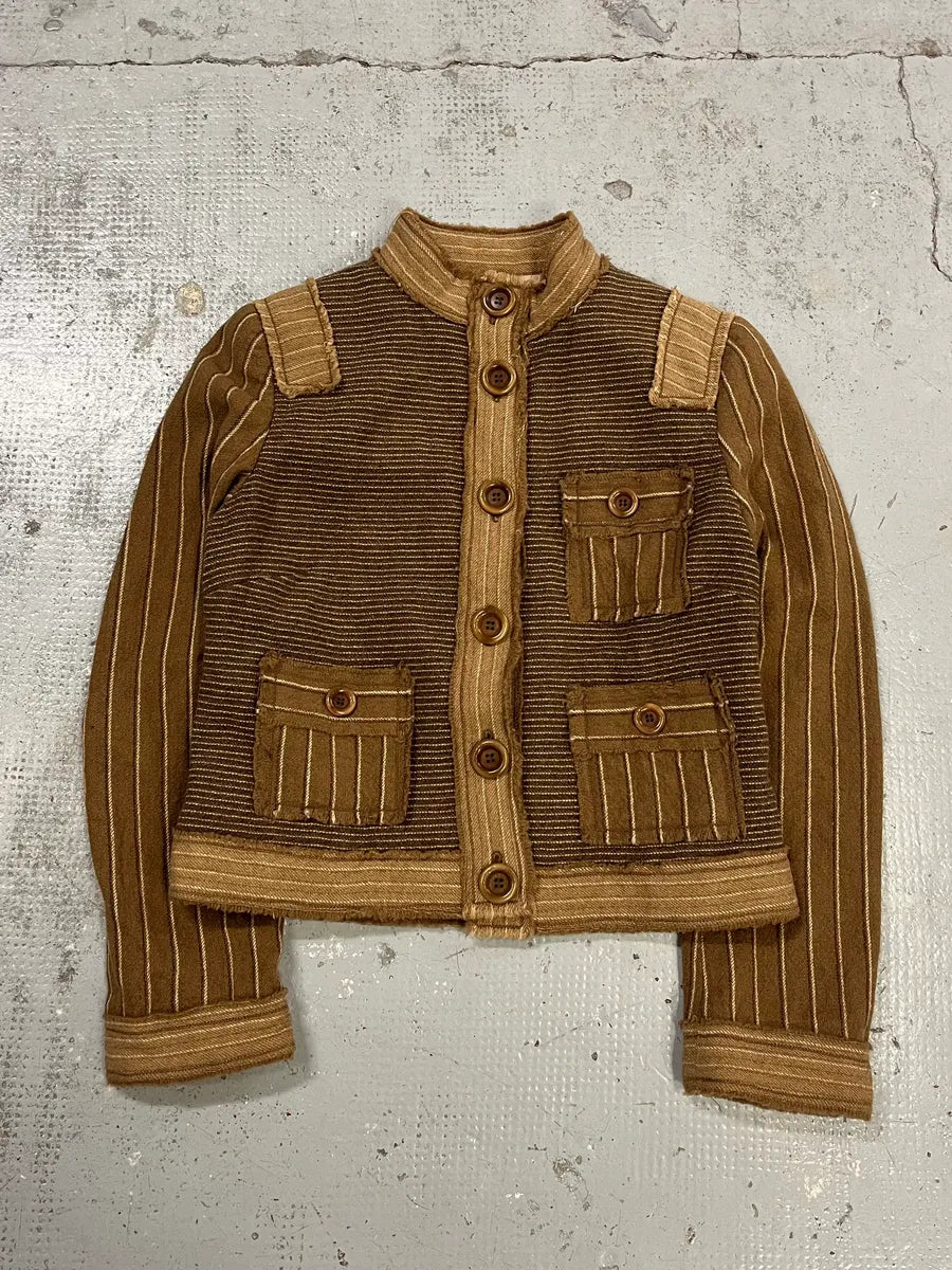 Moschino Camel Wool Stripes Brown Jacket aCycefb 0