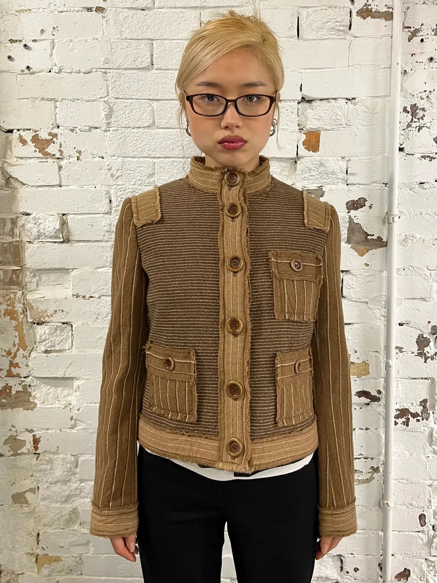 Moschino Camel Wool Stripes Brown Jacket aCycefb 1