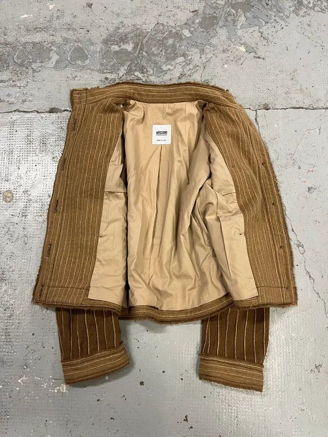Moschino Camel Wool Stripes Brown Jacket aCycefb 7