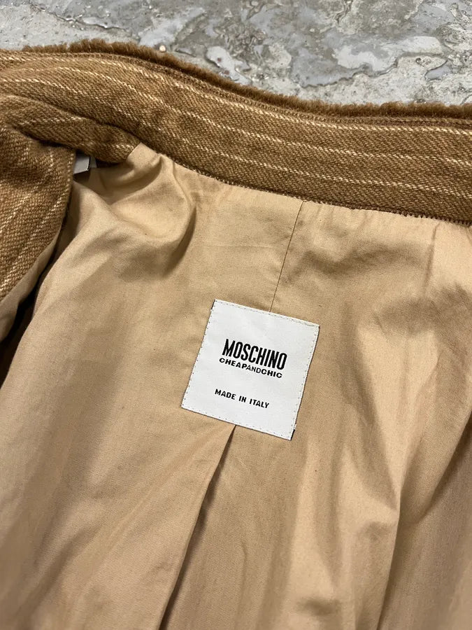 Moschino Camel Wool Stripes Brown Jacket aCycefb 8