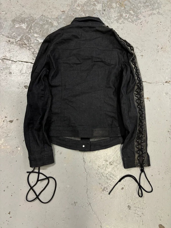 Moschino Avant-Garde Laced Denim Sleeve Denim Jacket GWpjFRs 6