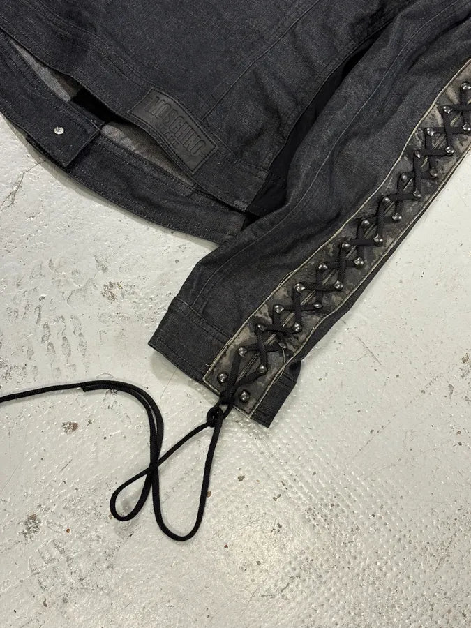 Moschino Avant-Garde Laced Denim Sleeve Denim Jacket GWpjFRs 9