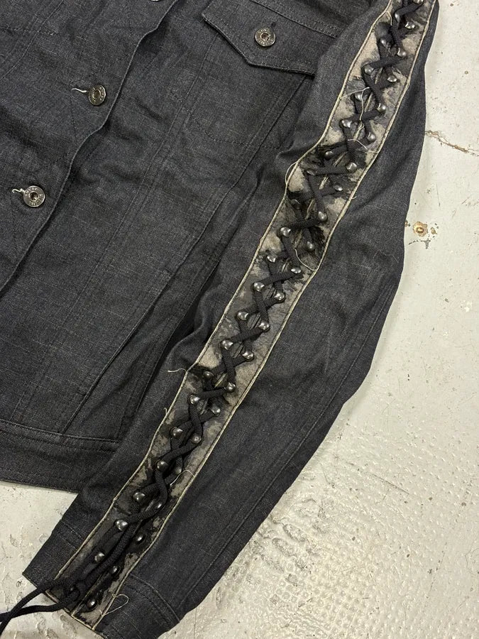 Moschino Avant-Garde Laced Denim Sleeve Denim Jacket GWpjFRs 10