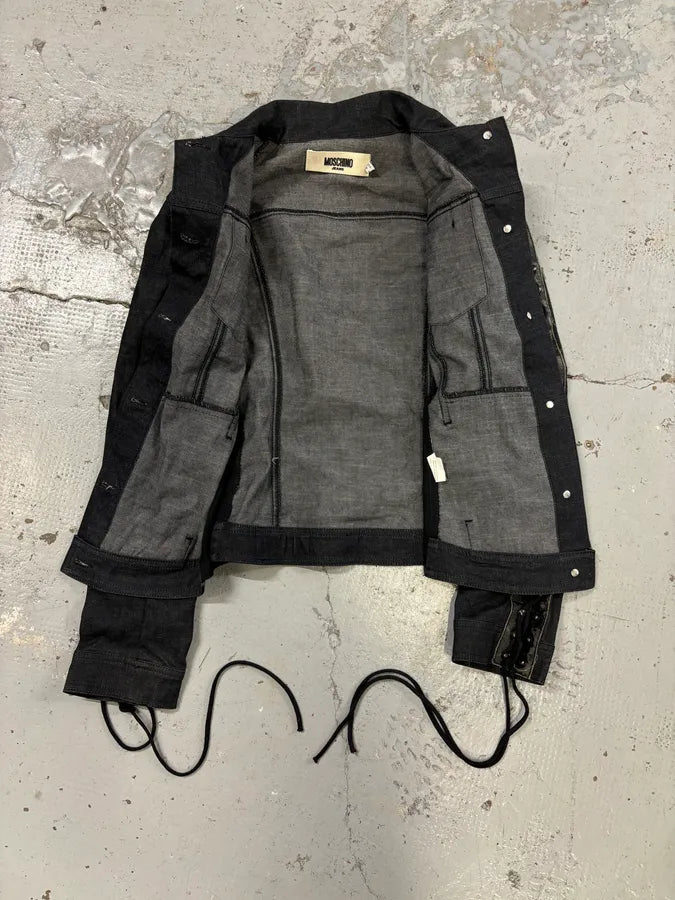 Moschino Avant-Garde Laced Denim Sleeve Denim Jacket GWpjFRs 8