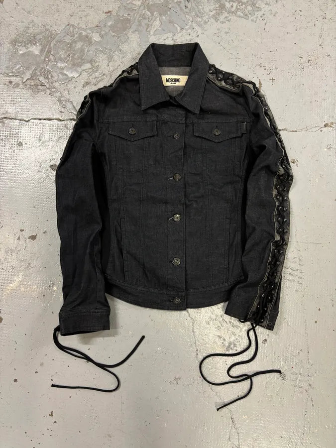 Moschino Avant-Garde Laced Denim Sleeve Denim Jacket GWpjFRs 4