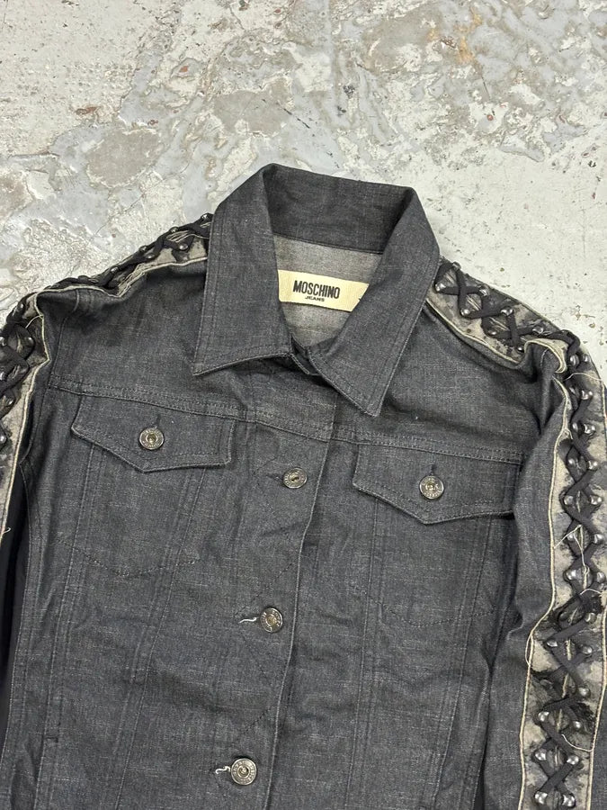 Moschino Avant-Garde Laced Denim Sleeve Denim Jacket GWpjFRs 5