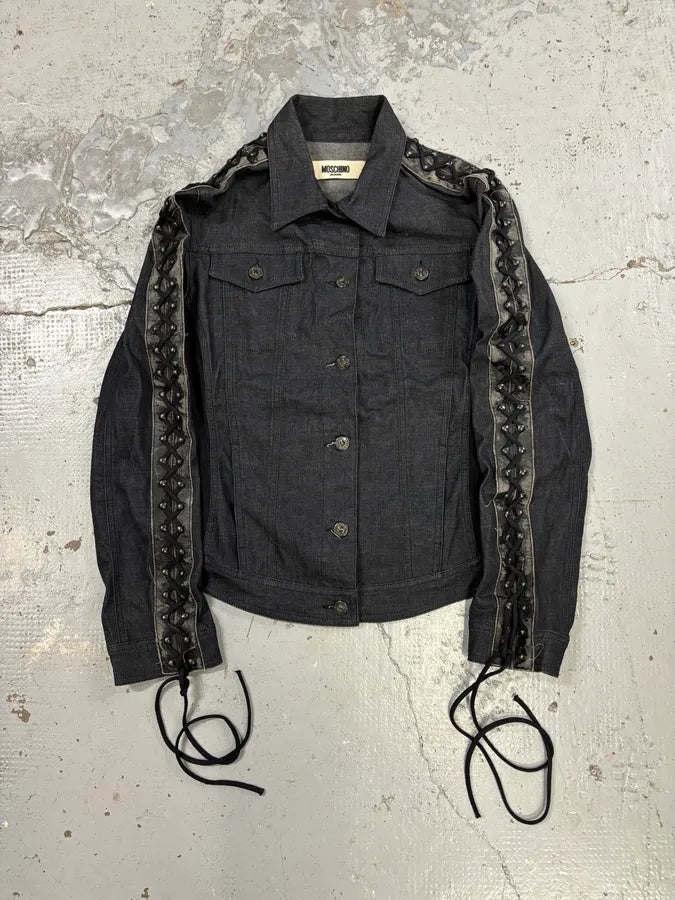 Moschino Avant-Garde Laced Denim Sleeve Denim Jacket GWpjFRs 0