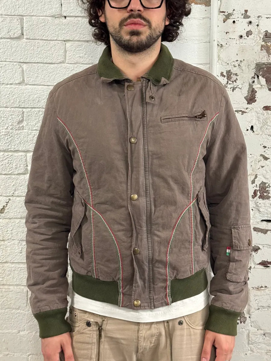 Moschino Contrast Stitch Brown Bomber Jacket wNaEmqs 1