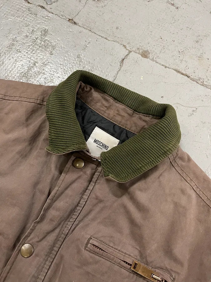 Moschino Contrast Stitch Brown Bomber Jacket wNaEmqs 4
