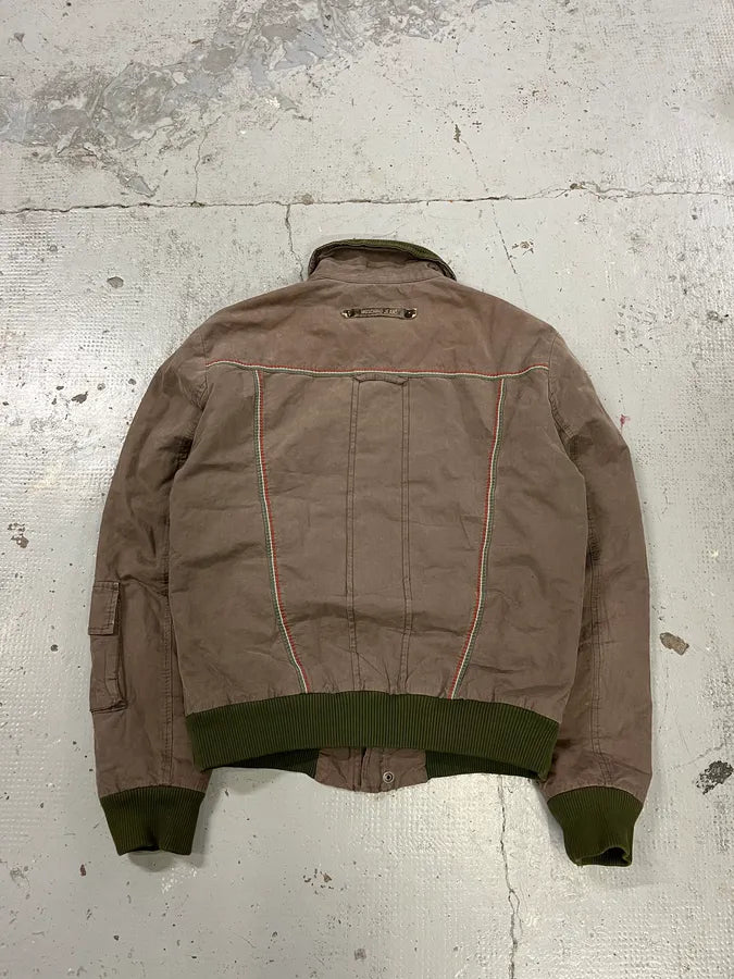 Moschino Contrast Stitch Brown Bomber Jacket wNaEmqs 5