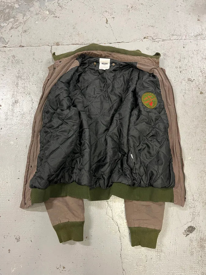Moschino Contrast Stitch Brown Bomber Jacket wNaEmqs 6