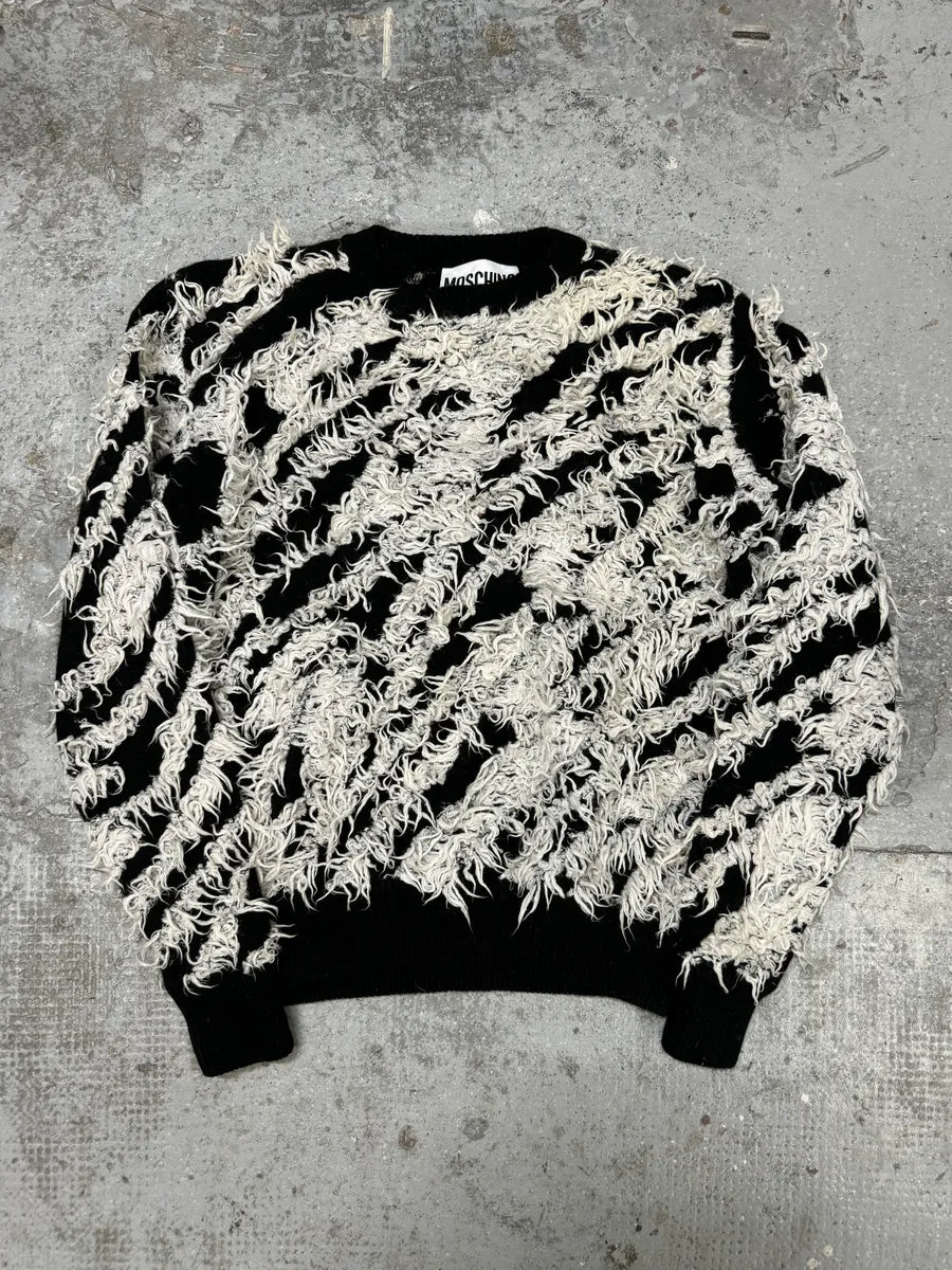 Moschino Couture Black & White Long Wool Texture Sweater vIHDcyu 0