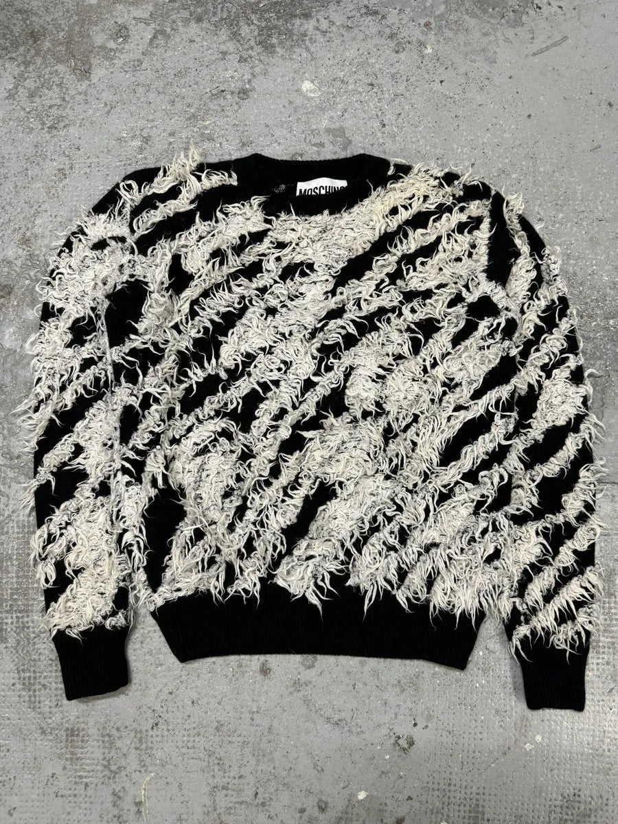 Moschino Couture Black & White Long Wool Texture Sweater vIHDcyu 6
