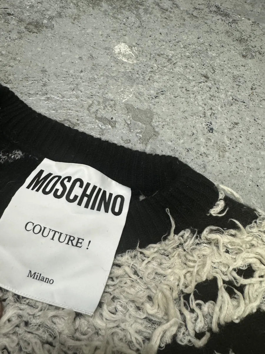 Moschino Couture Black & White Long Wool Texture Sweater vIHDcyu 7