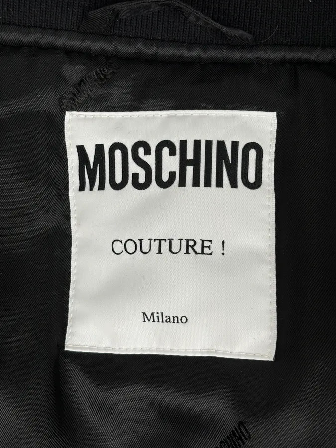 AW2018 Moschino Black Nylon Pinstriped Vest Bomber Jacket YALSnCz 11