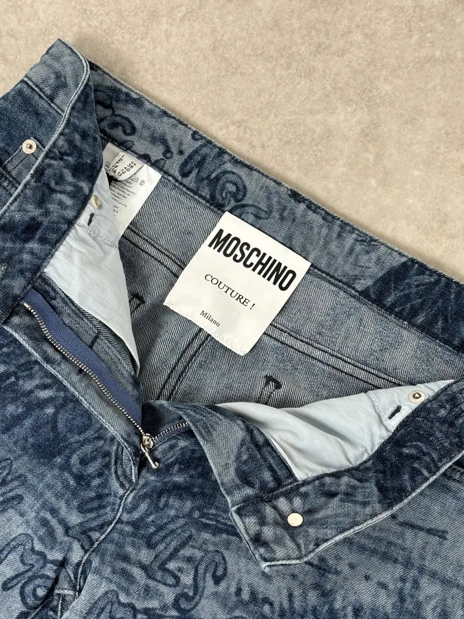 AW2020 Moschino Blue Naval Slim Denim Jeans xPOlaWR 7