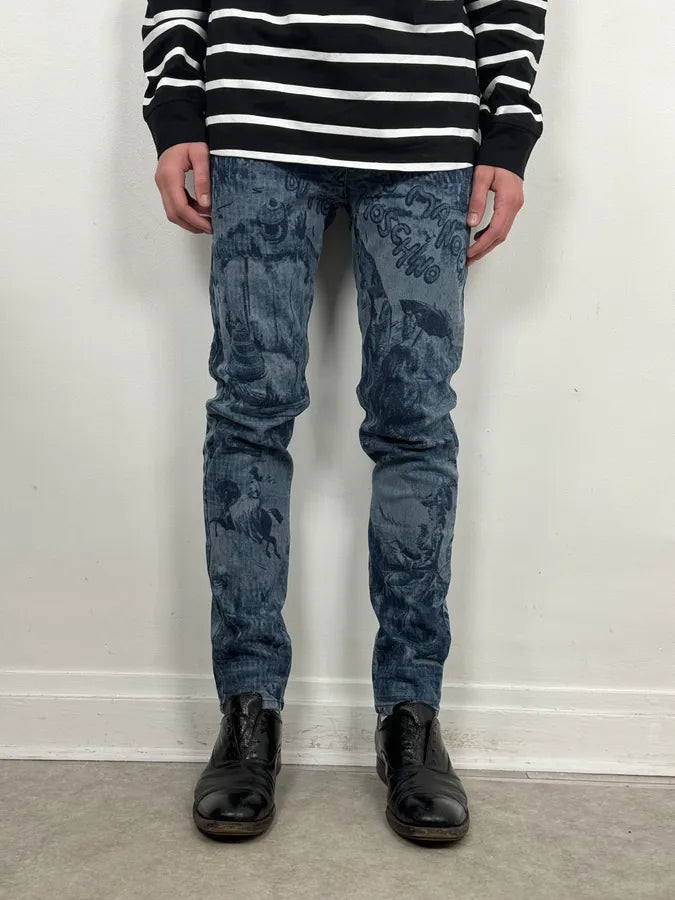 AW2020 Moschino Blue Naval Slim Denim Jeans xPOlaWR 1