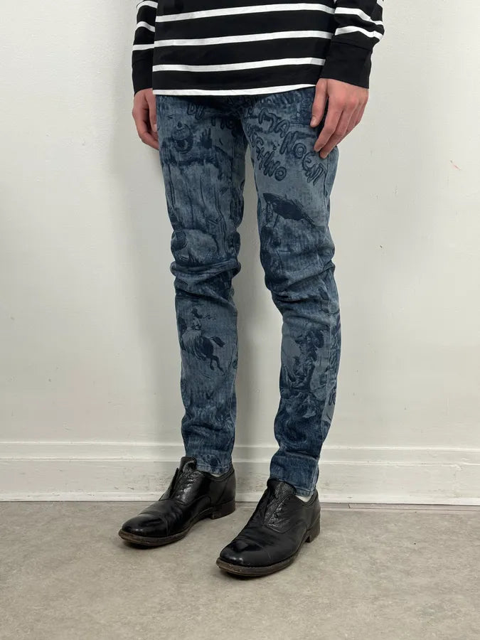 AW2020 Moschino Blue Naval Slim Denim Jeans xPOlaWR 2