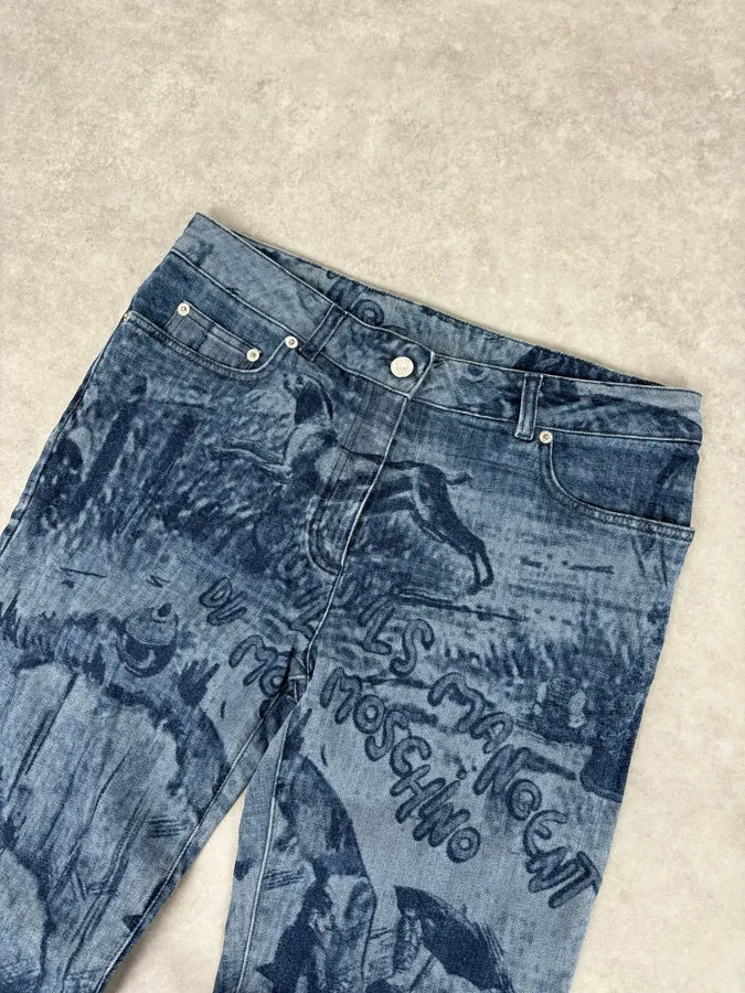 AW2020 Moschino Blue Naval Slim Denim Jeans xPOlaWR 4