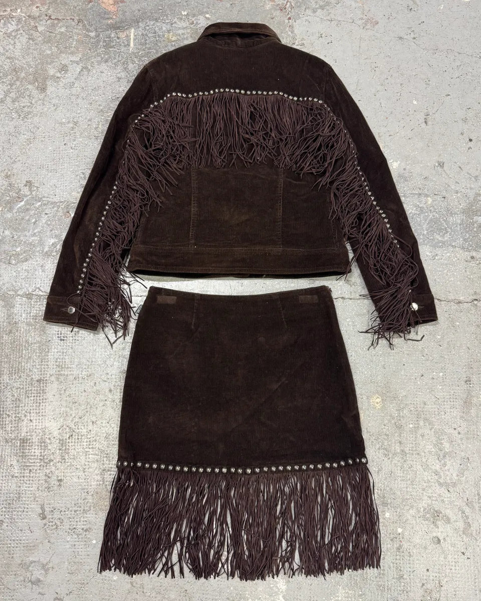 Moschino Cowboy Brown Corduroy Jacket & Skirt Set ZjqBPUX 1