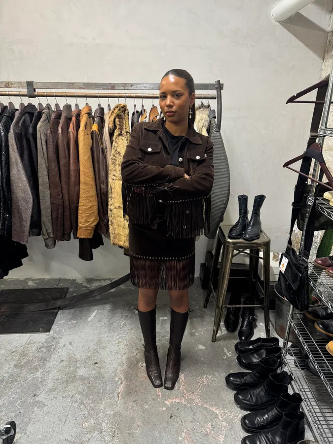 Moschino Cowboy Brown Corduroy Jacket & Skirt Set ZjqBPUX 2