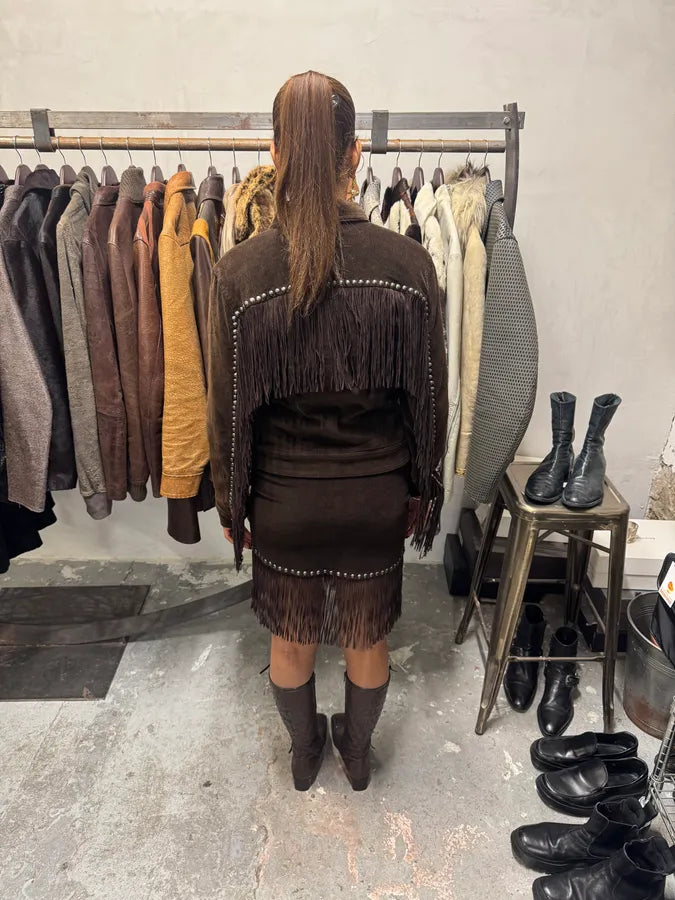 Moschino Cowboy Brown Corduroy Jacket & Skirt Set ZjqBPUX 3