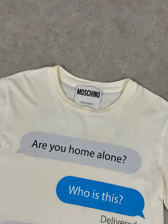 Moschino Cream Home Alone Text Graphic T-Shirt DxEwVCe 3