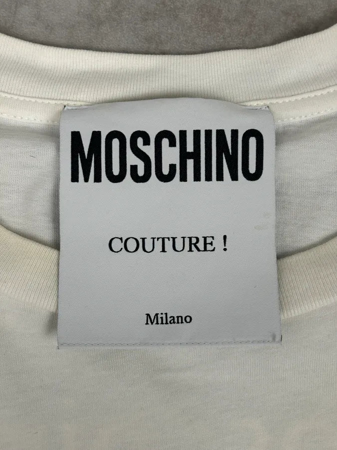 Moschino Cream Home Alone Text Graphic T-Shirt DxEwVCe 9