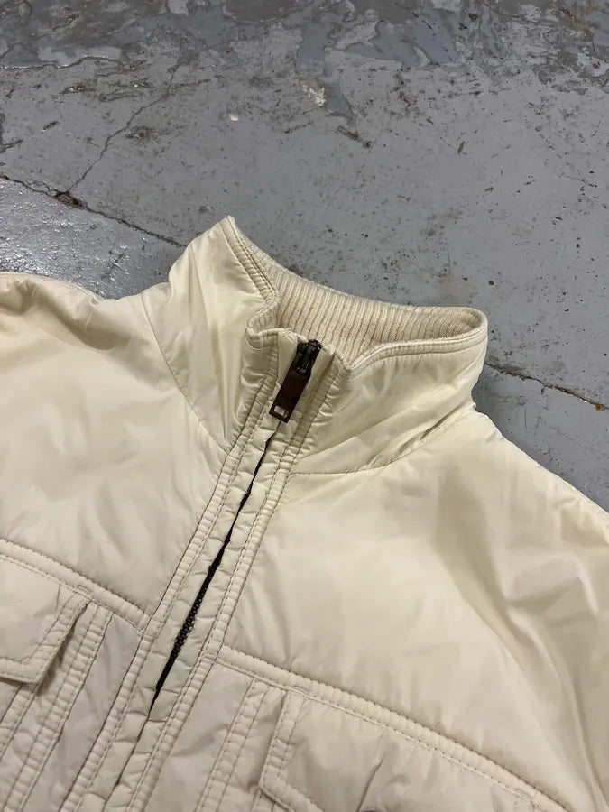 Moschino Cream Nylon Quilted Cargo Bomber Jacket wlxWRtU 4
