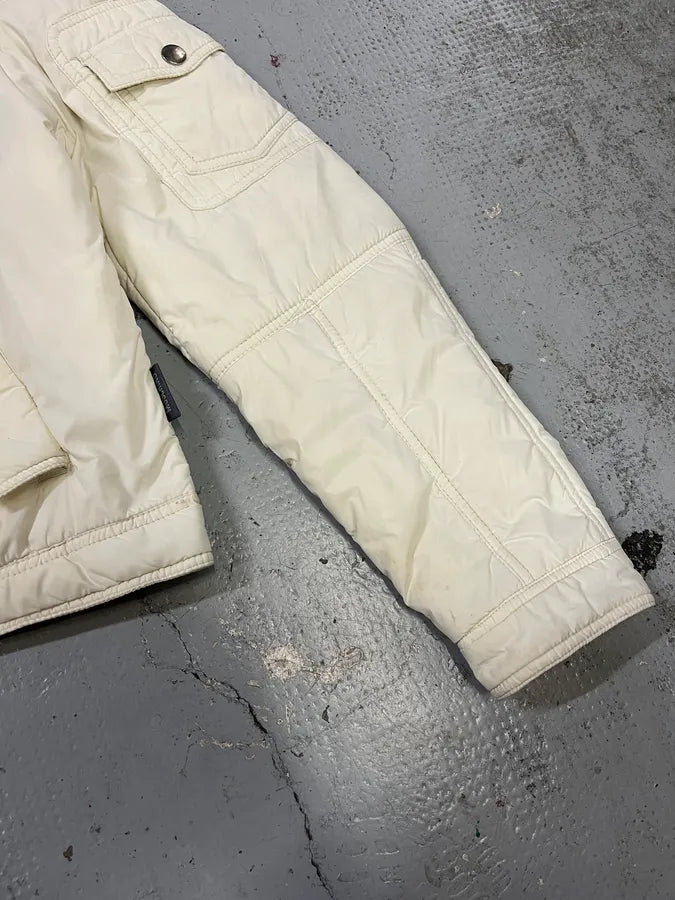 Moschino Cream Nylon Quilted Cargo Bomber Jacket wlxWRtU 5