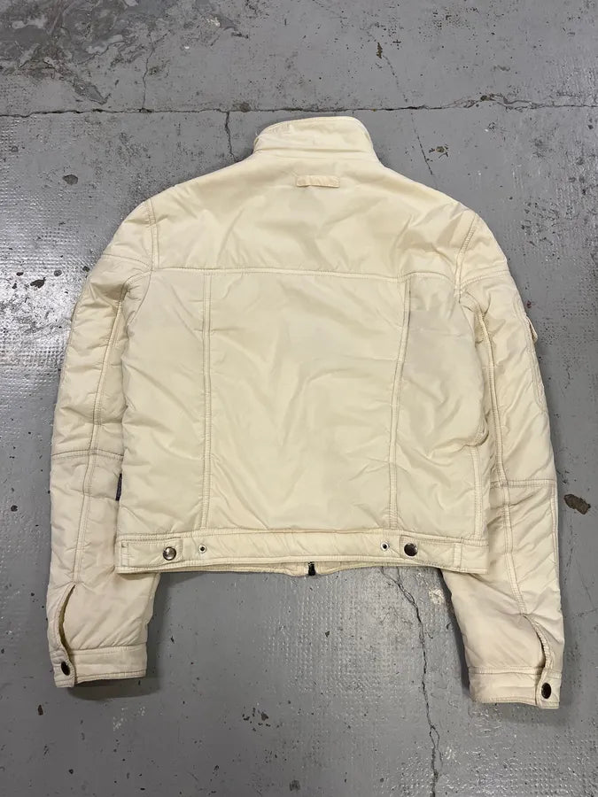 Moschino Cream Nylon Quilted Cargo Bomber Jacket wlxWRtU 7